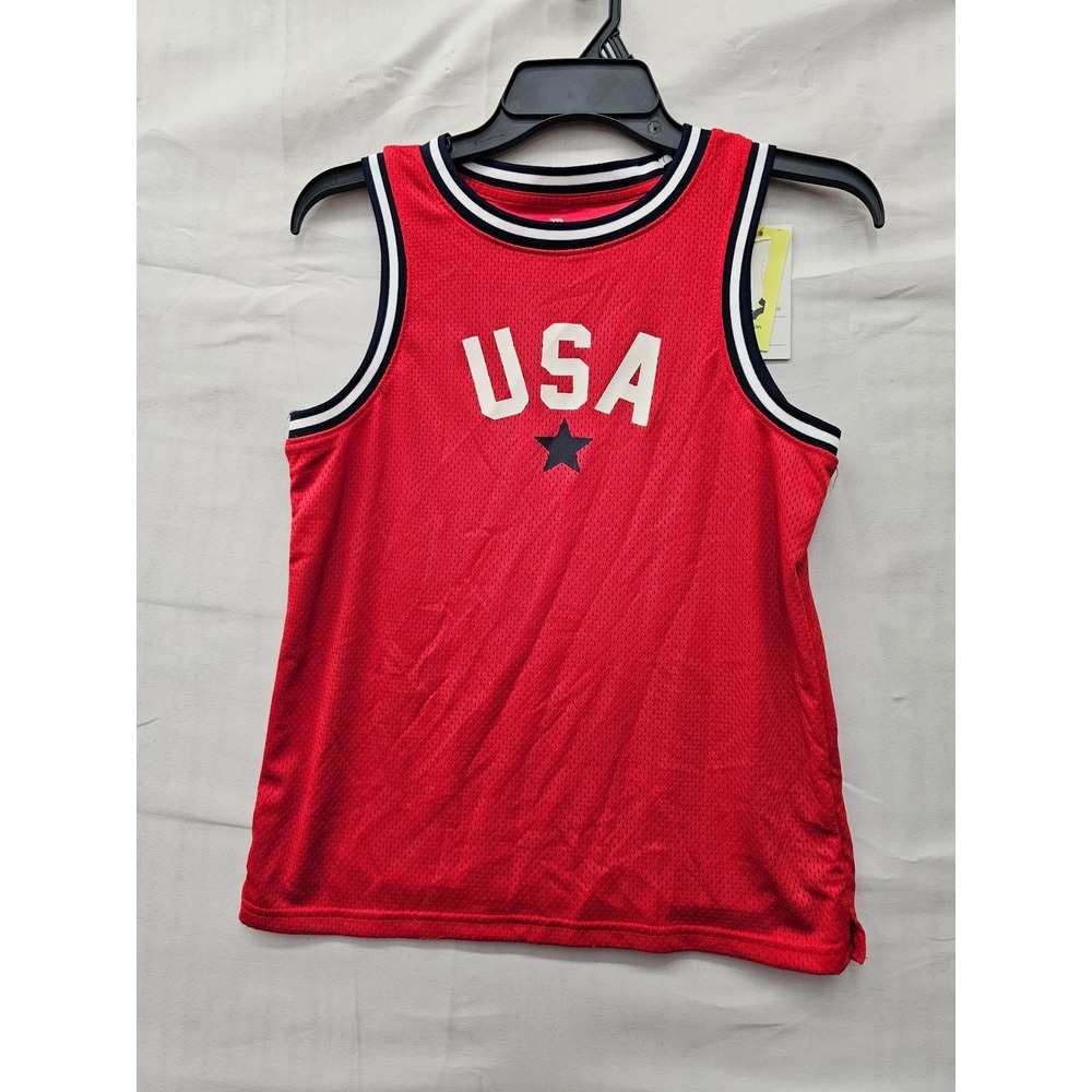 All in Motion Boys USA Graphic Tank Top Red Polyester Athletic Size Large